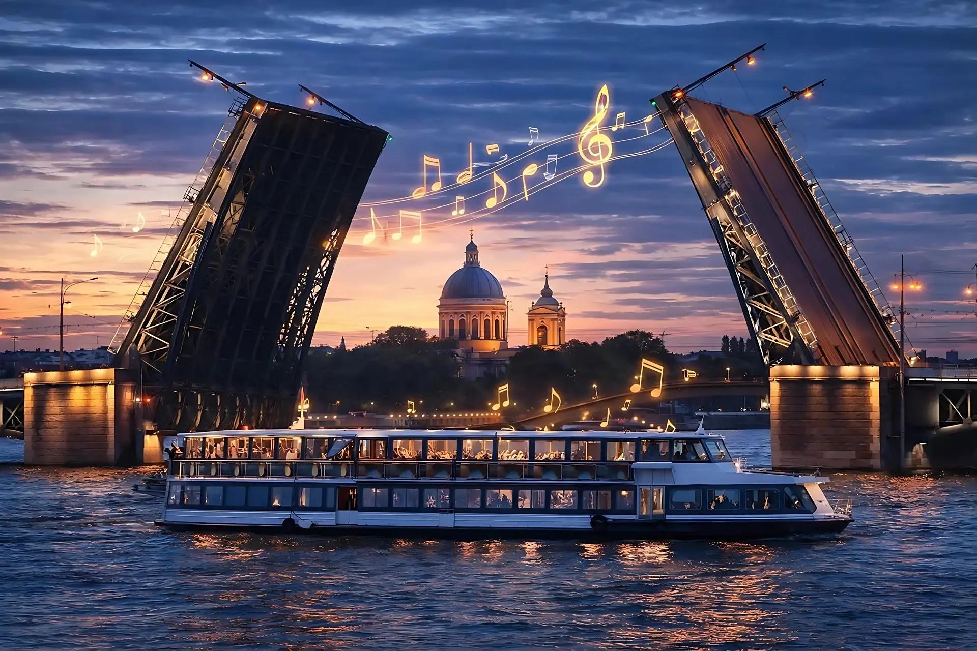 «5 мостов музыки». Круиз под разводными мостами на люкс-теплоходе со скидкой до 67%